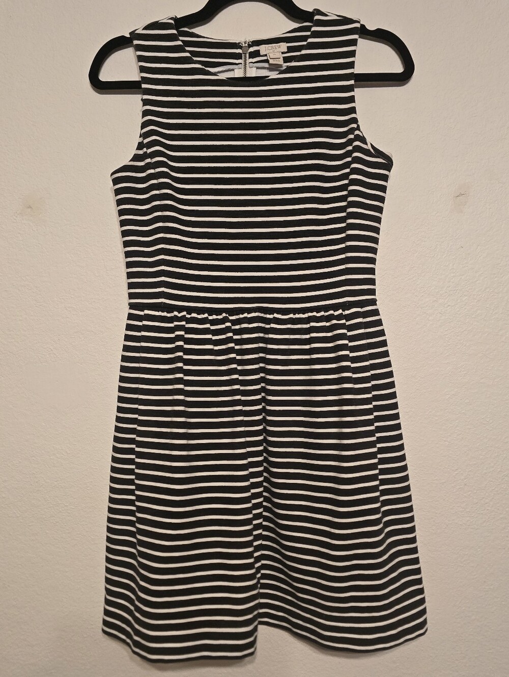 J.Crew Daybreak Striped Knit Fit Flare Mini Dress Black White XS - Picture 1 of 9